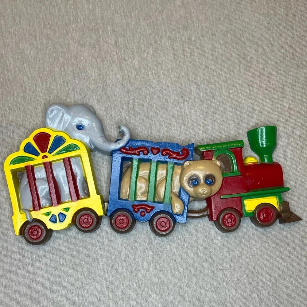 Vintage train decor Burwood USA made wall plastic children decor hanging circus